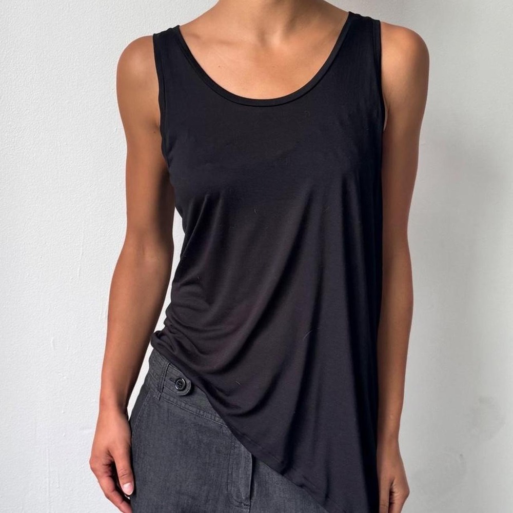 Allsaints black jersey asymmetrical tank top size XS